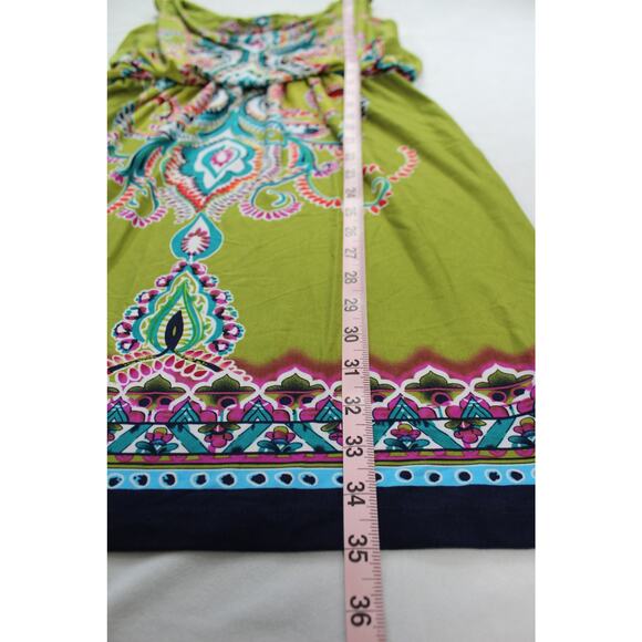 Valerie Bertinelli Sleeveless Green Boho Dress Size 6 Paisley Print - Picture 5 of 5